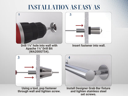 Designer Grab Bar Fastener