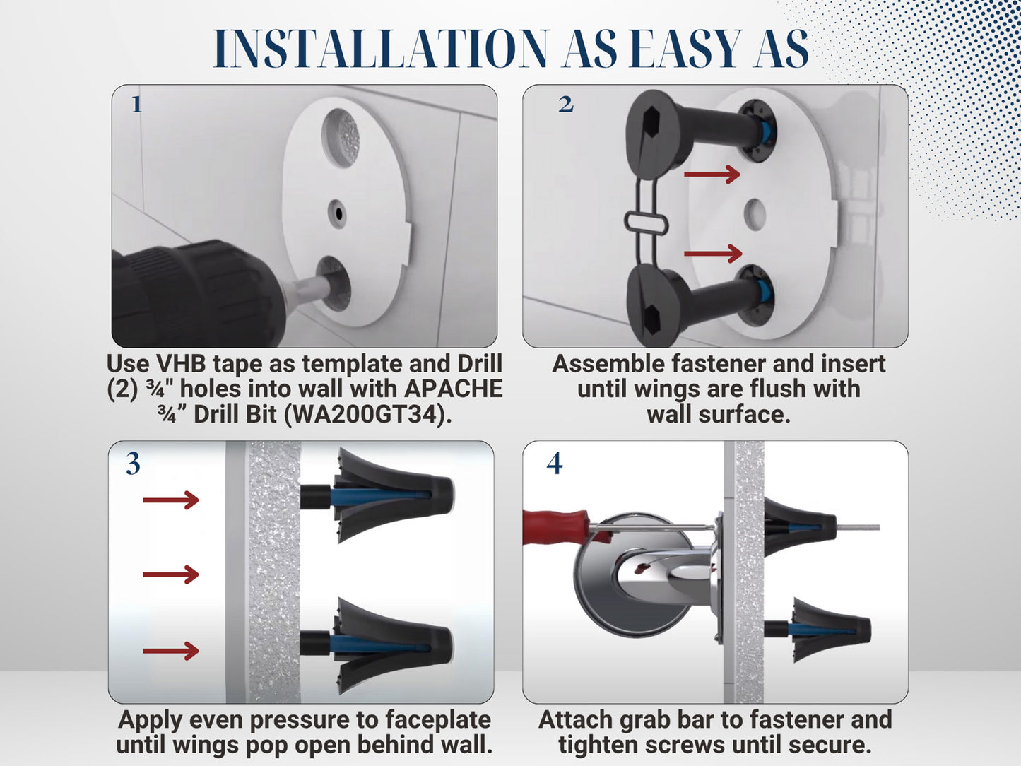 Structurally Engineered Grab Bar Fastener